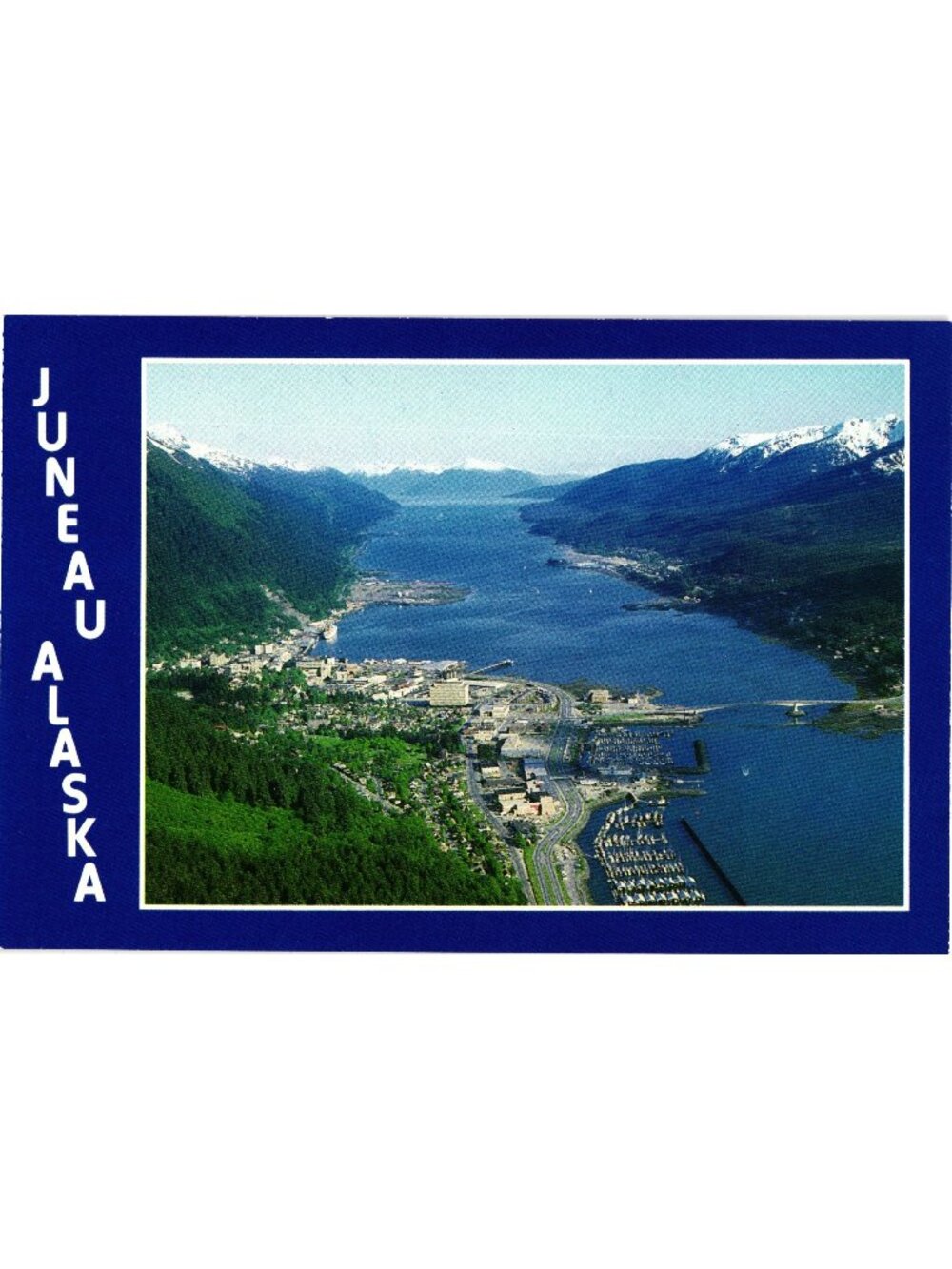 Juneau Alaska Aerial View Postcard 1980 Chrome Scenic Capital Gastineau Channel
